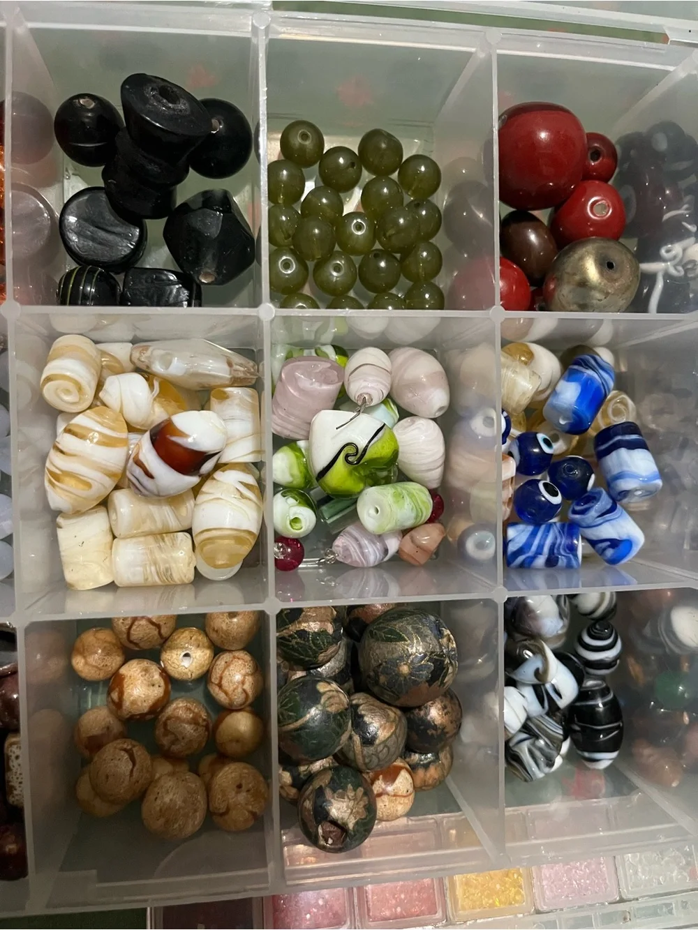 Clear Plastic Compartment Storage Box - Multi-Color Bead Organizer